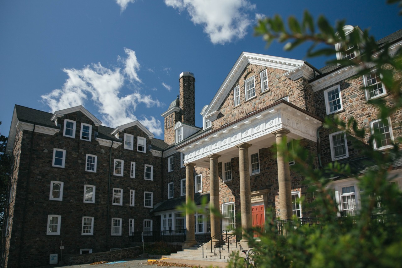 Shirreff Hall exterior in the sunshine