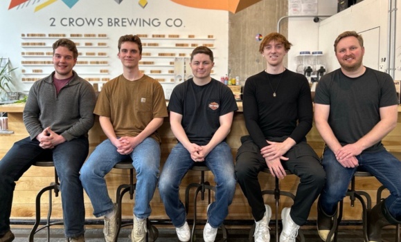 A group of Dal chemical engineering students at 2 crows brewing co. 