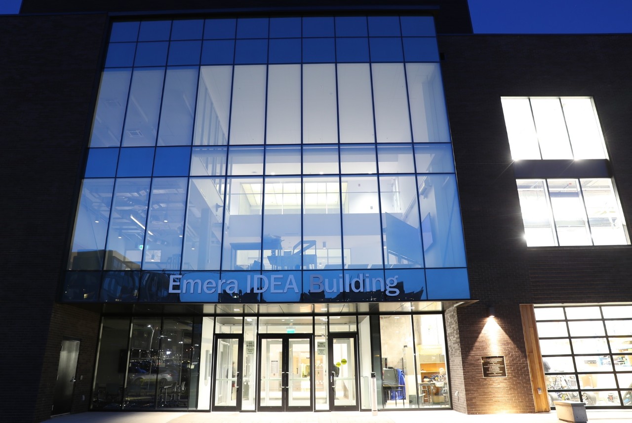 Emera IDEA building on Sexton campus at night