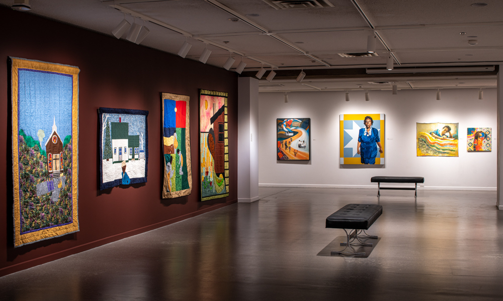 Colourful and vibrant quilts created by African Nova Scotian artisans exhibited at the Dalhousie Art Gallery.
