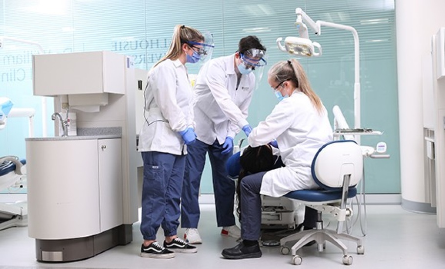 Faculty, students in lab class