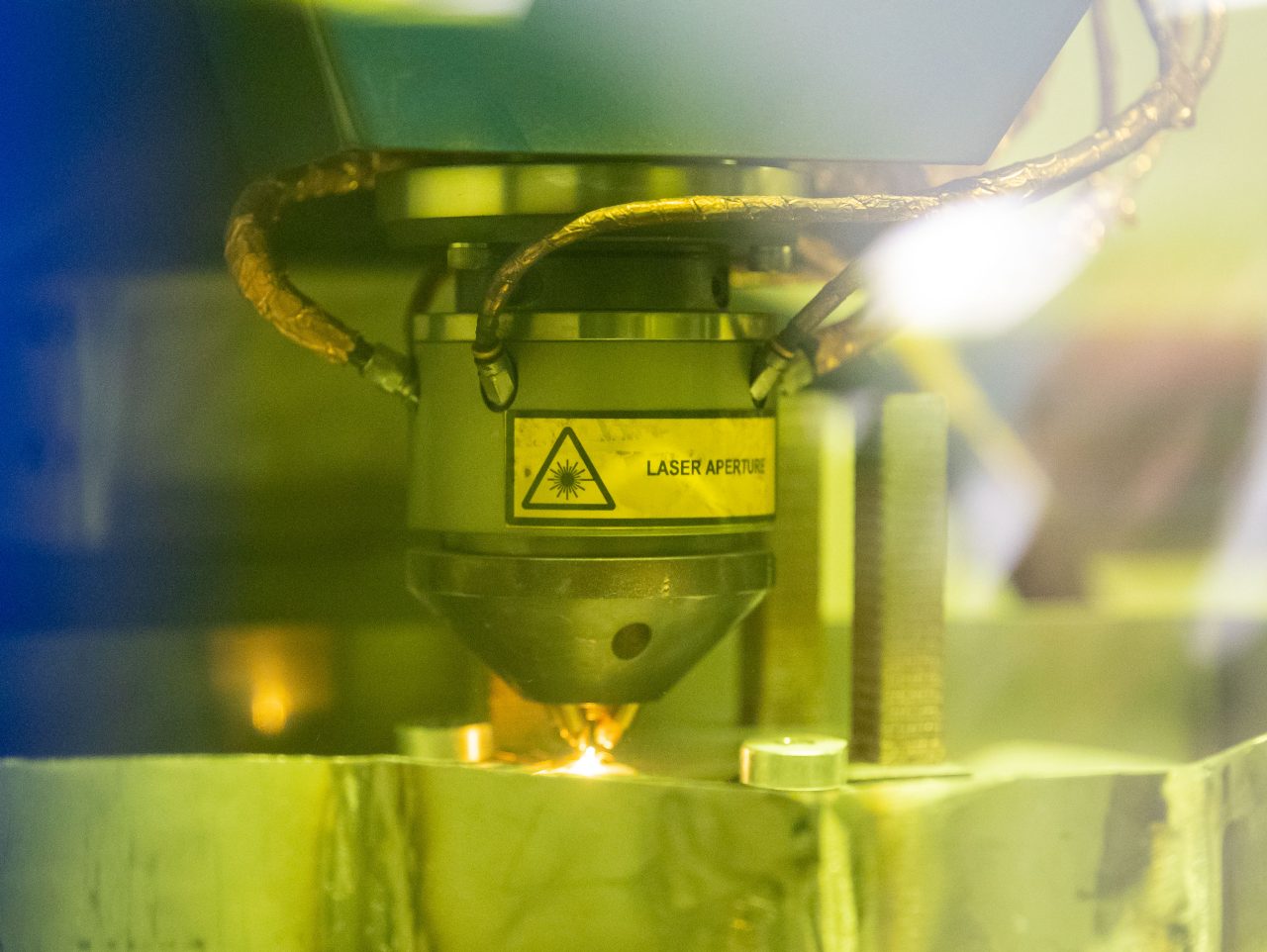 Laser with bright green background.