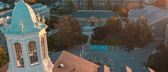 An aerial shot of the University of King's College campus.