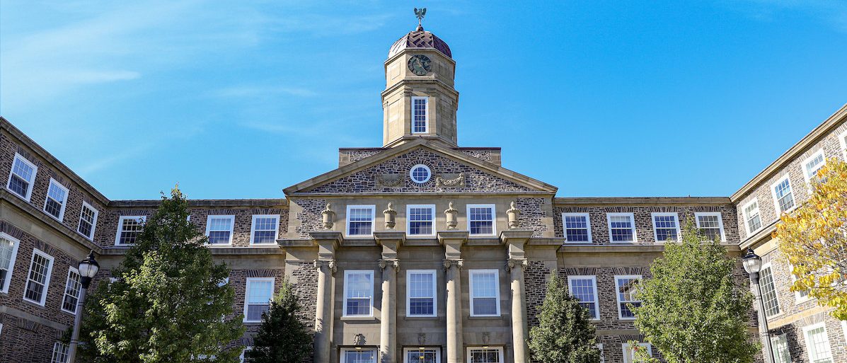Front of Henry Hicks Building The stone steps and front facade of Dalhousie University's Henry Hicks Building on a clear, sunny day.