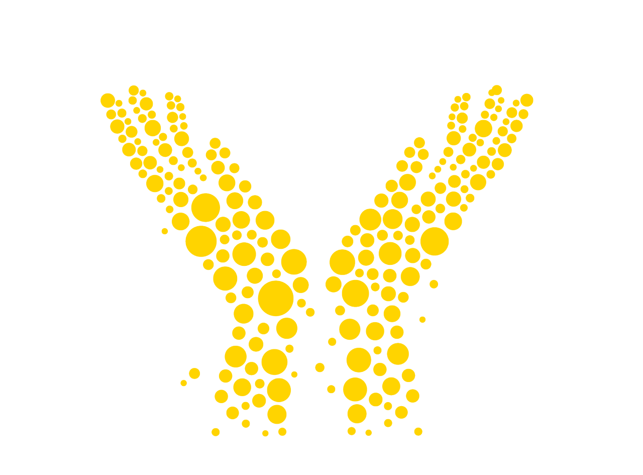 yellow circles create the shape of two hands