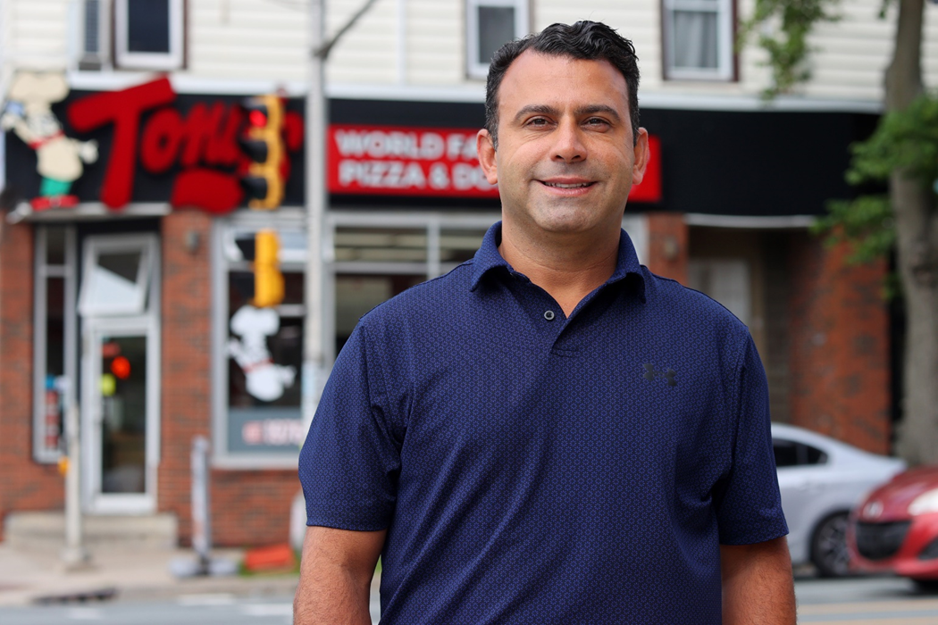 Salloum stands across the street from Tony's Donair.