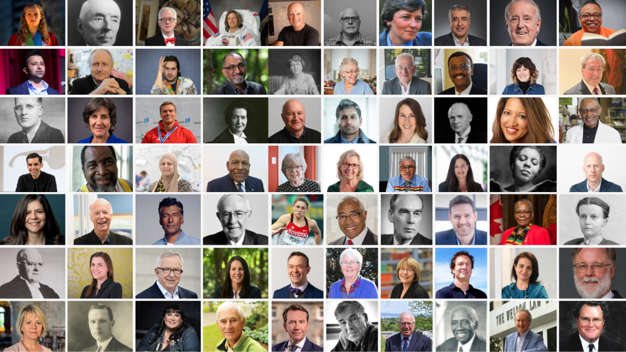 A collage of portraits of notable alumni from Dalhousie.