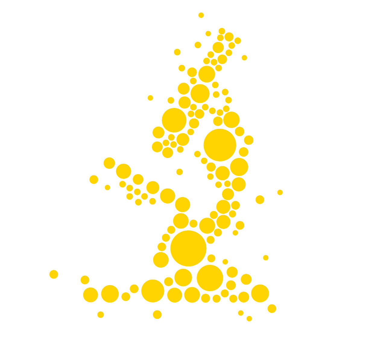yellow circles make up the shape of a microscope
